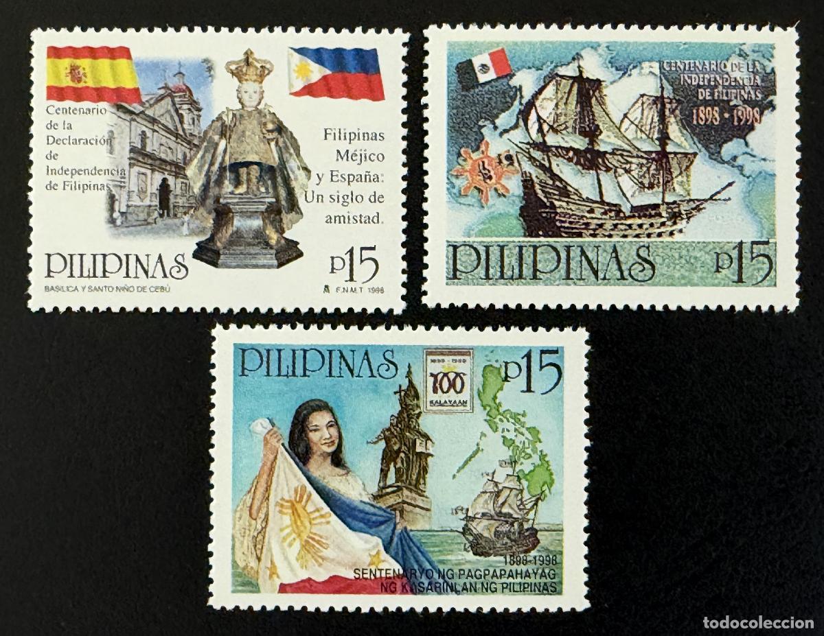 Sellos: Filipinas 1998 Mi. 2902-2904 emisi&oacute;n conjunta independencia gale&oacute;n