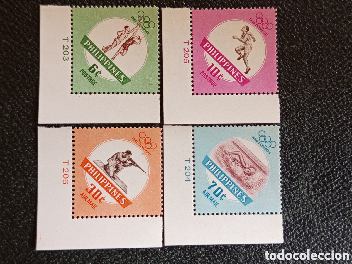 Sellos: Filipinas 1960 Juegos Ol&iacute;mpicos Roma Set 4 Esquinas Pliego MNH - Scott #822-825