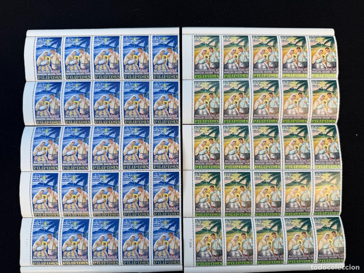 Briefmarken: 100 SELLOS DE FILIPINAS EN 4 PLIEGOS DE 25 DE NAVIDAD NUEVOS CON GOMA