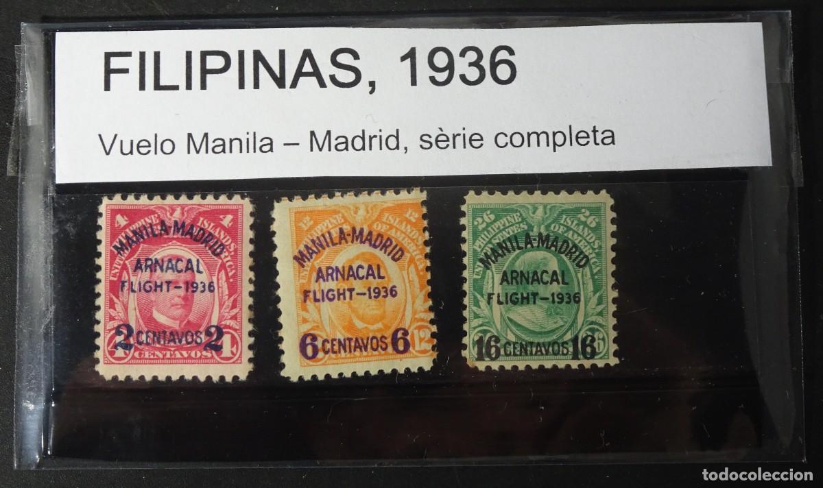 Selos: SERIE DE SELLOS FILIPINAS, VUELO MANILA MADRID, COMPLETA, 1936, VER FOTOS