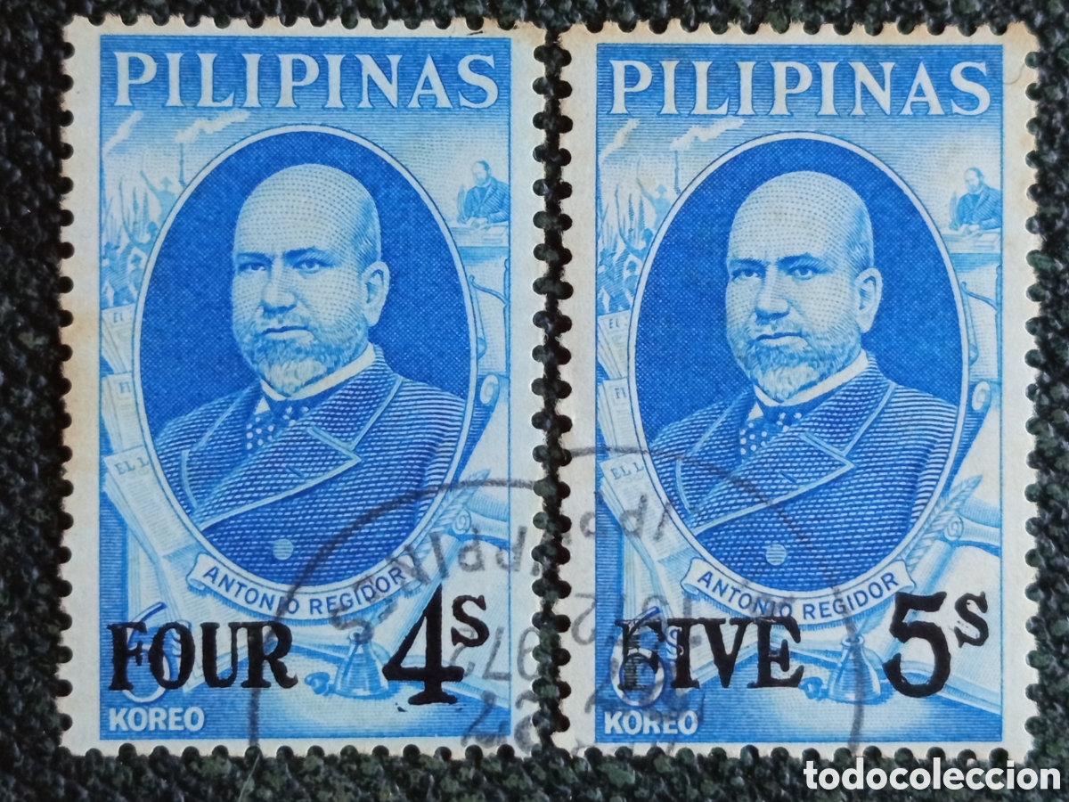 Sellos: Pareja Sellos Filipinas 1971 Antonio Regidor 4s y 5s Usados - Scott #1110/11