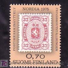 Sellos: FINLANDIA 727 CON CHARNELA, NORDIA 1975 EXPOSICION FILATELICA NORDICA EN HELSINKI,