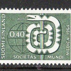 Sellos: FINLANDIA AÑO 1964 YV 565* 18º CONGRESO MÉDICO EN HELSINKI - MEDICINA - SALUD - SERPIENTE - FAUNA