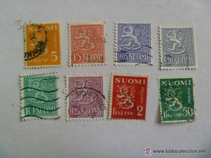 Sellos: LOTE DE 8 SELLOS DE FINLANDIA , BASICOS - Foto 1