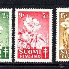 Sellos: FINLANDIA 349/51* - AÑO 1949 - FLORA - FLORES SILVESTRES - PRO OBRAS ANTITUBERCULOSOS