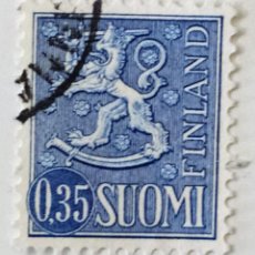Sellos: SELLO DE FINLANDIA 0,35 CM - 1963 - LEON RAMPANTE - USADO SIN SEÑAL DE FIJASELLOS. Lote 250135295
