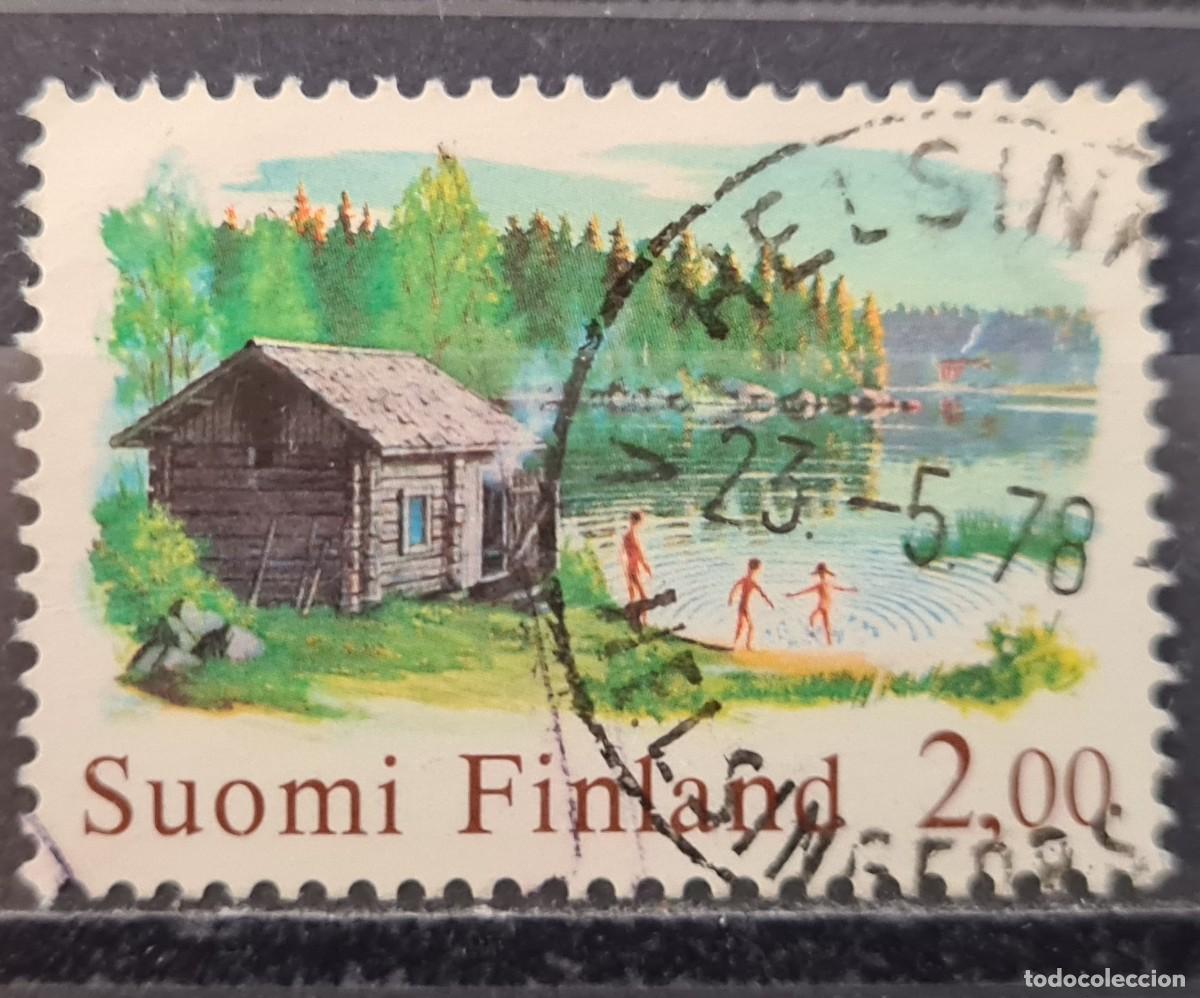 Sellos: Sello usado de Finlandia 1977: sauna finlandesa