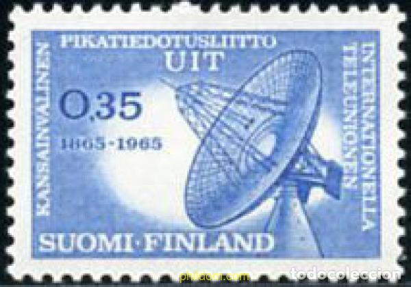Sellos: 102818 MNH FINLANDIA 1965 CENTENARIO DE LA UNION INTERNACIONAL DE TELECOMUNICACIONES