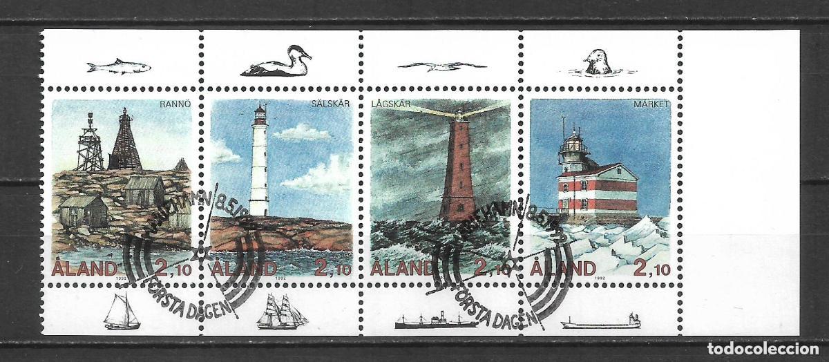 Sellos: finlandia aland 1992 scott 67 a hoja bloque usado faros 23&euro; - 31/2