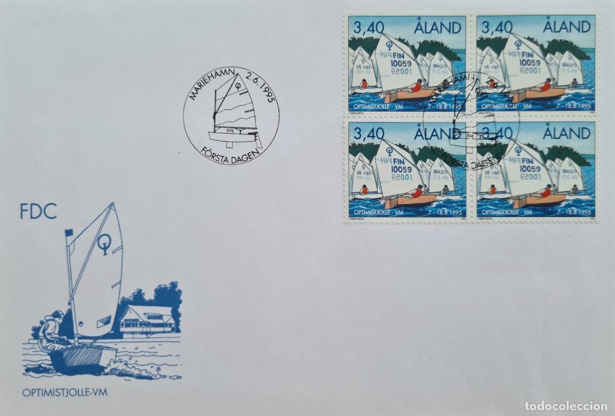 Sellos: Sobre de primer d&iacute;a de Aland 1995: Campeonato del Mundo de vela, categor&iacute;a optimist