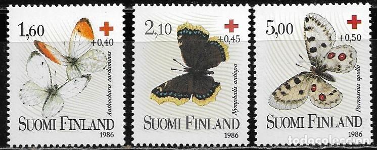 Sellos: FINLANDIA 1986, Ivert 957/59 - PRO CRUZ ROJA - MARIPOSAS. MNH.