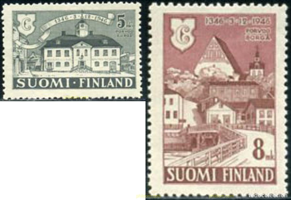 Sellos: 103503 MNH FINLANDIA 1946 600 ANIVERSARIO DE LA CIUDAD DE PORVOO