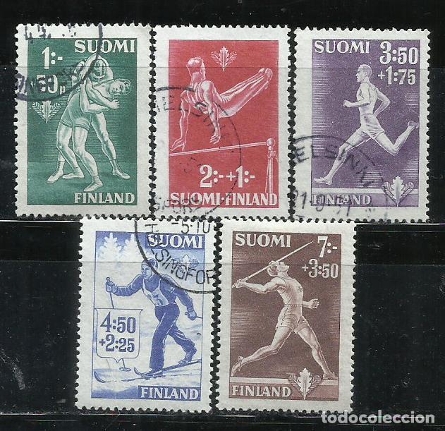 Sellos: 0381B-SUOMI FINLAND FINLANDIA SERIE COMPLETA 1945 N&ordm; 282/286 DEPORTES