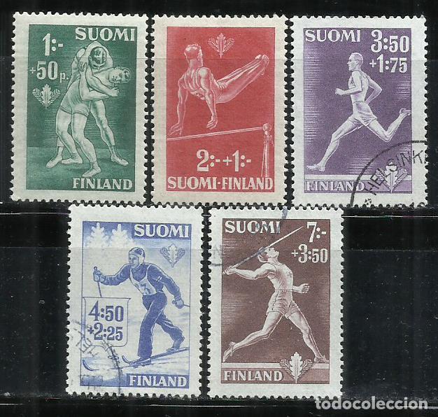 Sellos: 0381C-SUOMI FINLAND FINLANDIA SERIE COMPLETA 1945 N&ordm; 282/286 DEPORTES