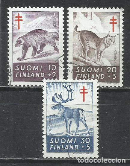 Sellos: 0393-SUOMI FINLAND FINLANDIA SERIE COMPLETA 1957 n&ordm; 458/460 FAUNA SALVAJE, LUCHA TUBERCULOSIS
