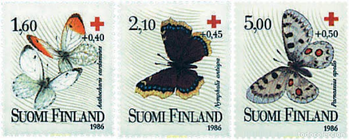 Sellos: 87637 MNH FINLANDIA 1986 PRO CRUZ ROJA. MARIPOSAS
