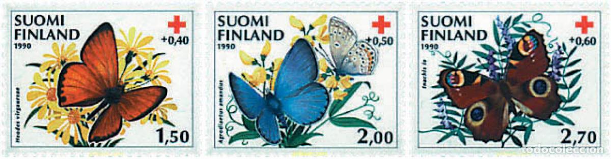 Sellos: 89127 MNH FINLANDIA 1990 PRO CRUZ ROJA FINLANDESA. MARIPOSAS