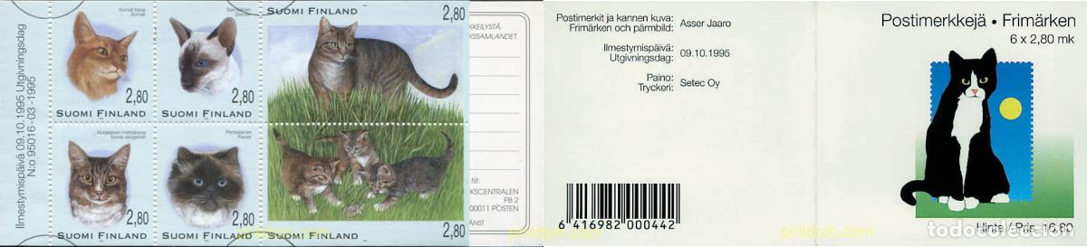 Sellos: 682000 MNH FINLANDIA 1995 DIA DEL SELLO. GATOS