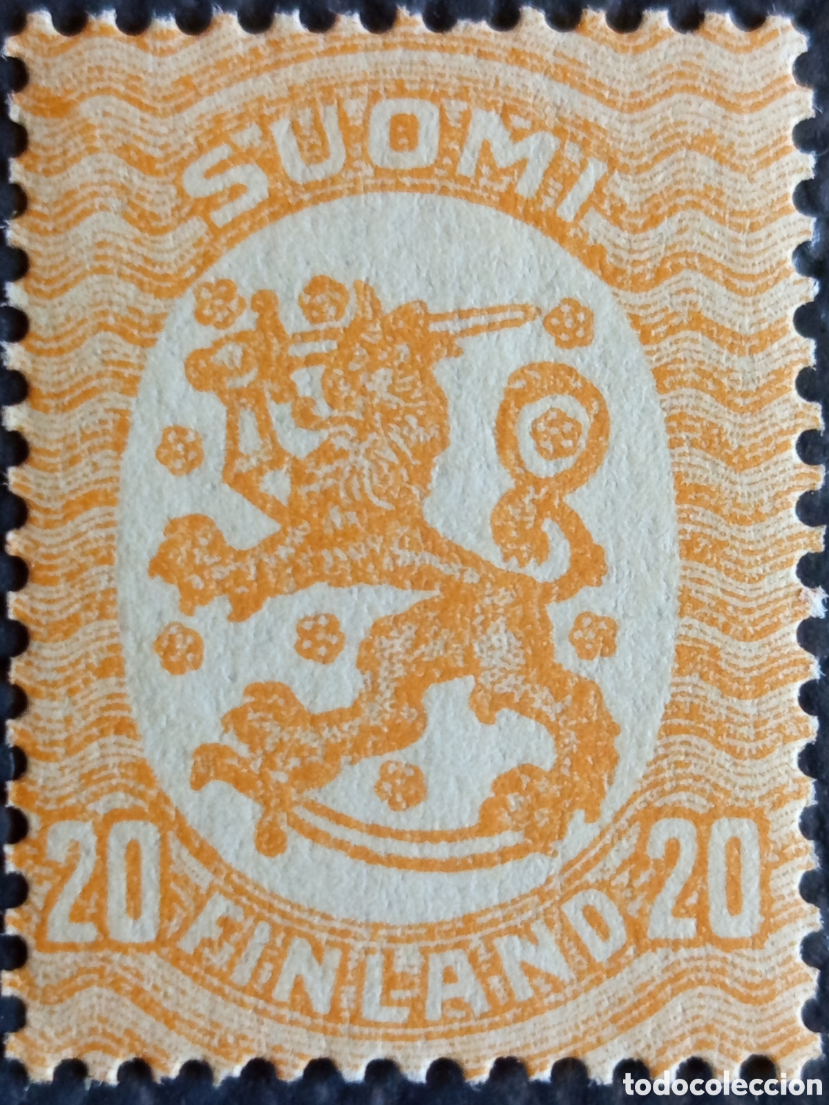 Sellos: Finlandia 1917 Suomi Finland Le&oacute;n 20p Naranja Scott #104 MNH