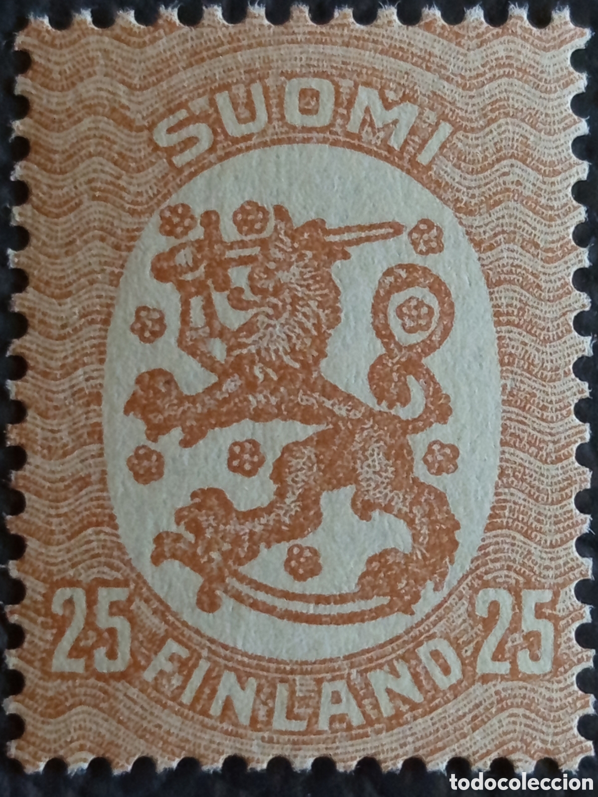Sellos: Finlandia 1917 Suomi Finland Le&oacute;n 25p Casta&ntilde;o Scott #105 MNH