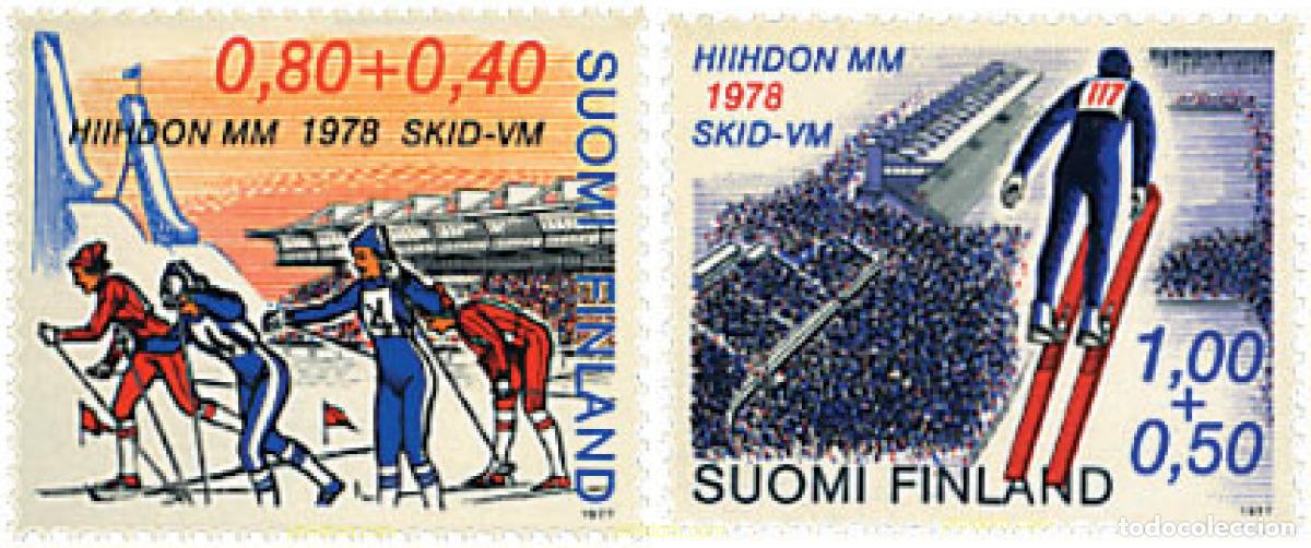 Sellos: 46445 MNH FINLANDIA 1977 CAMPEONATO DEL MUNDO DE ESQUI EN LAHTI