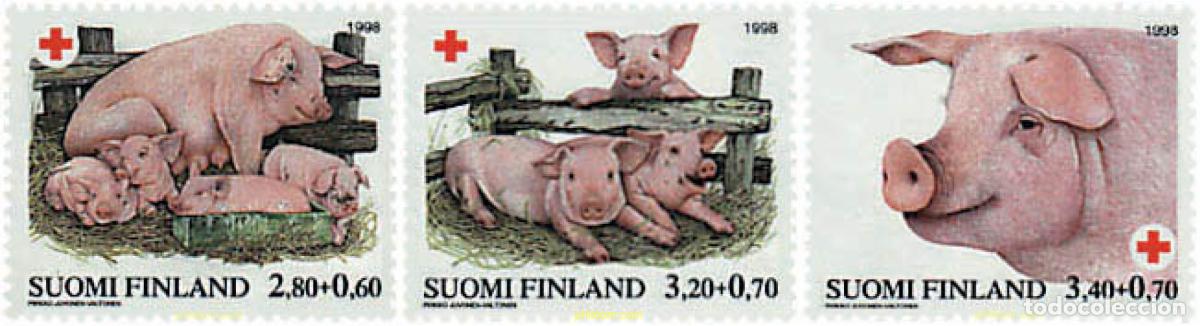 Sellos: 87698 MNH FINLANDIA 1998 PRO CRUZ ROJA FINLANDESA. CERDOS