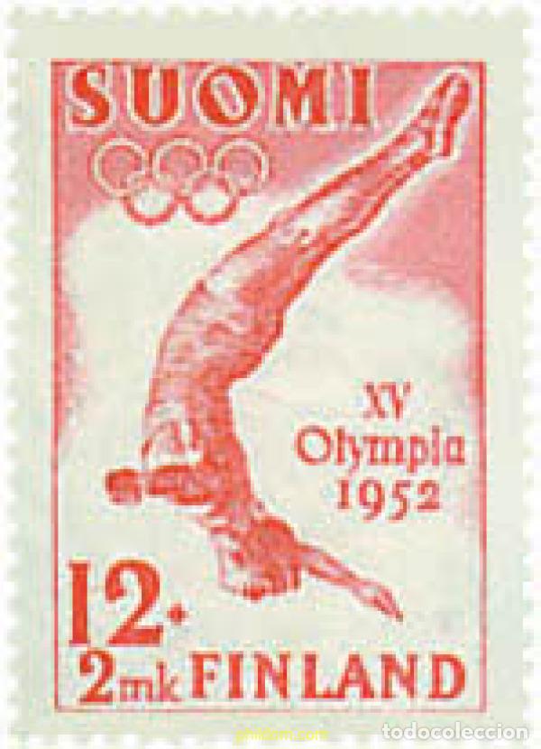 Sellos: 367701 MNH FINLANDIA 1951 15 JUEGOS OLIMPICOS VERANO HELSINKI 1952