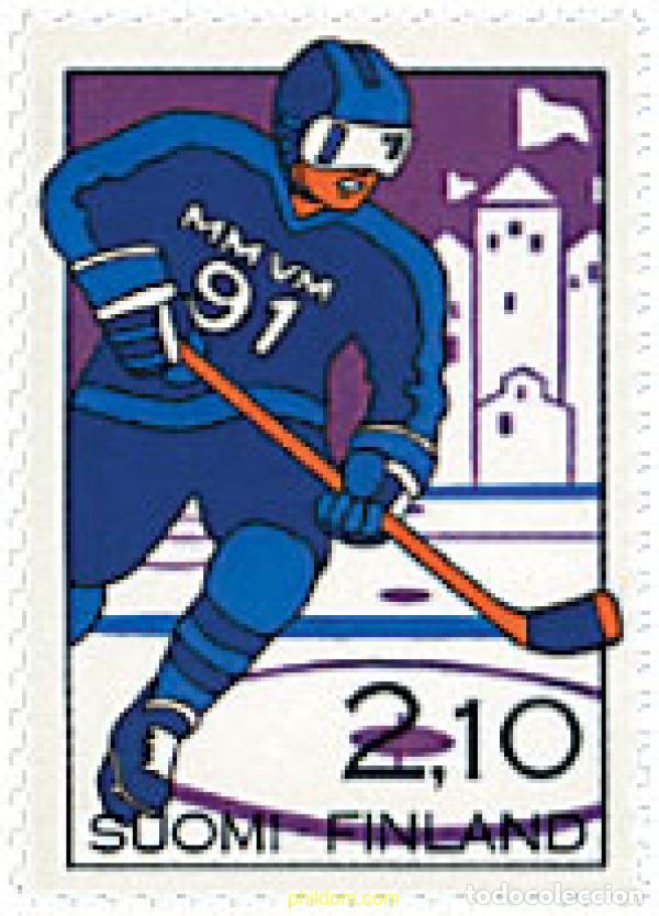 Sellos: 65348 MNH FINLANDIA 1991 CAMPEONATO DEL MUNDO DE HOCKEY SOBRE HIELO