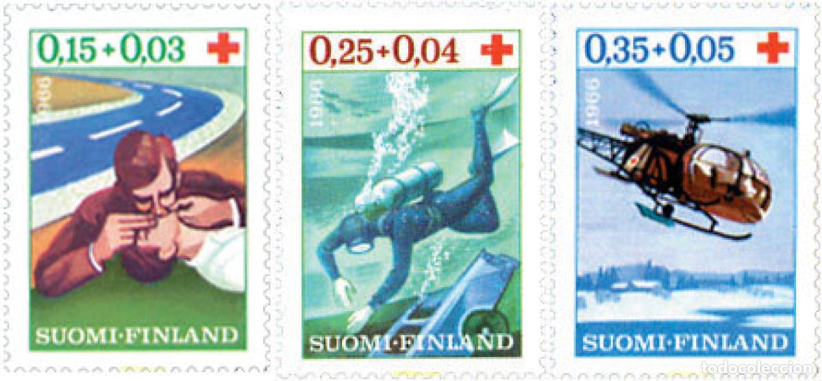 Sellos: 87618 MNH FINLANDIA 1966 A BENEFICIO DE LA CRUZ ROJA. INTERVENCIONES DE LA CRUZ ROJA