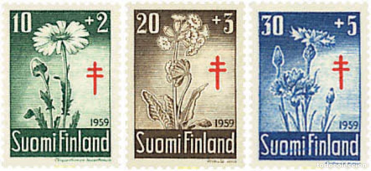 Sellos: 89095 MNH FINLANDIA 1959 A BENEFICIO DE LAS OBRAS ANTI-TUBERCULOSIS. FLORES