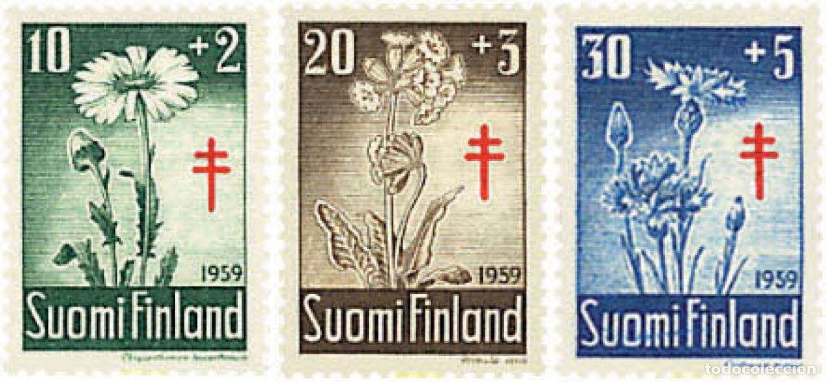 Sellos: 210373 HINGED FINLANDIA 1959 A BENEFICIO DE LAS OBRAS ANTI-TUBERCULOSIS. FLORES