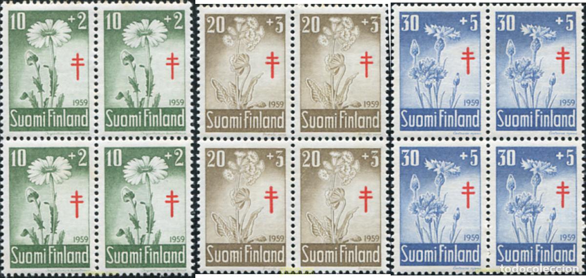 Sellos: 652937 MNH FINLANDIA 1959 A BENEFICIO DE LAS OBRAS ANTI-TUBERCULOSIS. FLORES