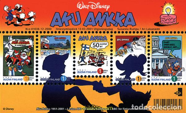Sellos: 65154 MNH FINLANDIA 2001 50 ANIVERSARIO DE LA REVISTA AKU ANKKA