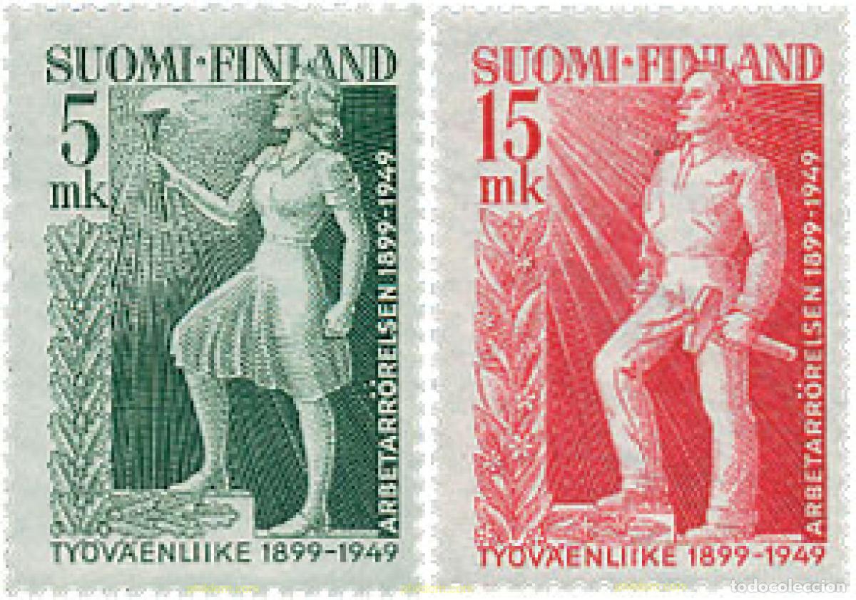Sellos: 102596 MNH FINLANDIA 1949 50 ANIVERSARIO DE LA CREACION DEL MOVIMIENTO OBRERO