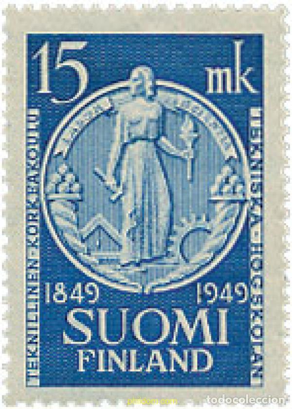 Sellos: 102613 MNH FINLANDIA 1949 CENTENARIO DE LA ESCUELA TECNICA SUPERIOR DE HELSINKI