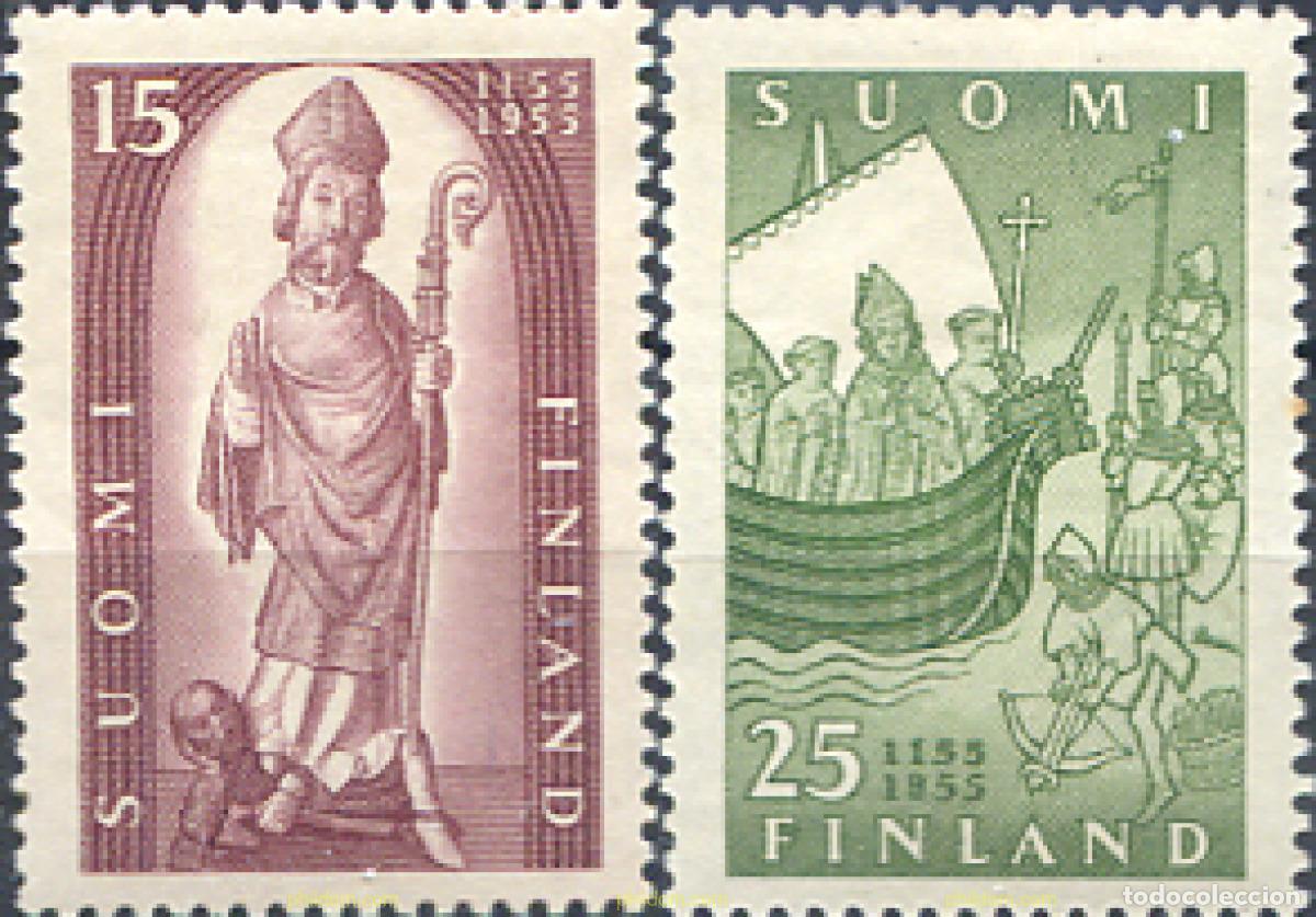 Sellos: 633961 HINGED FINLANDIA 1955 8 CENTENARIO DE LA EVANGELIZACION DEL PAIS DEL OBISPO HENRIK