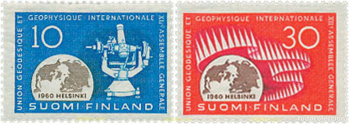 Sellos: 102737 MNH FINLANDIA 1960 12 ASAMBLEA GENERAL DE LA UNION GEODESICA Y GEOFISICA INTERNACIONAL EN HE