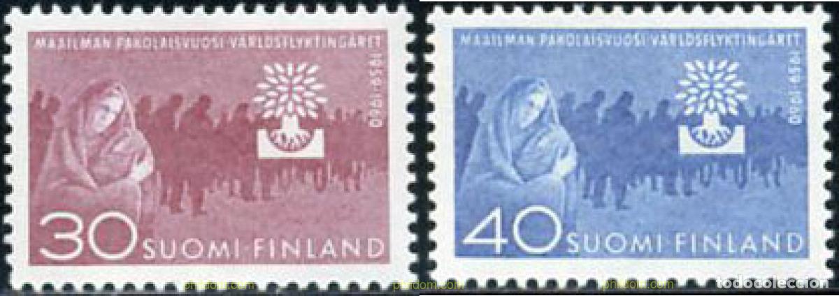 Sellos: 102733 MNH FINLANDIA 1960 A&Ntilde;O MUNDIAL DE LOS REFUGIADOS