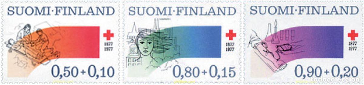 Sellos: 103020 MNH FINLANDIA 1977 CENTENARIO DE LA CRUZ ROJA FINLANDESA