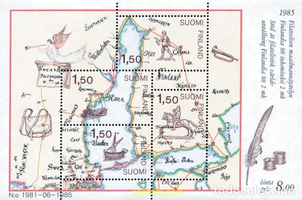 Sellos: 103171 MNH FINLANDIA 1985 FINLANDIA 88. EXPOSICION FILATELICA INTERNACIONAL