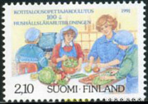 Sellos: 103255 MNH FINLANDIA 1991 CENTENARIO DE LA ENSE&Ntilde;ANZA DE LAS TAREAS DOMESTICAS