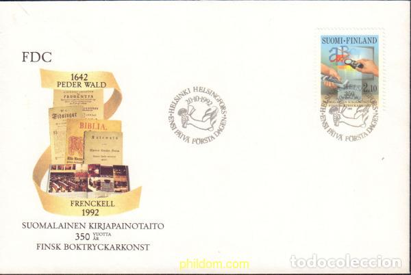 Sellos: 435053 MNH FINLANDIA 1992 350 ANIVERSARIO DE LA IMPRENTA EN FINLANDIA