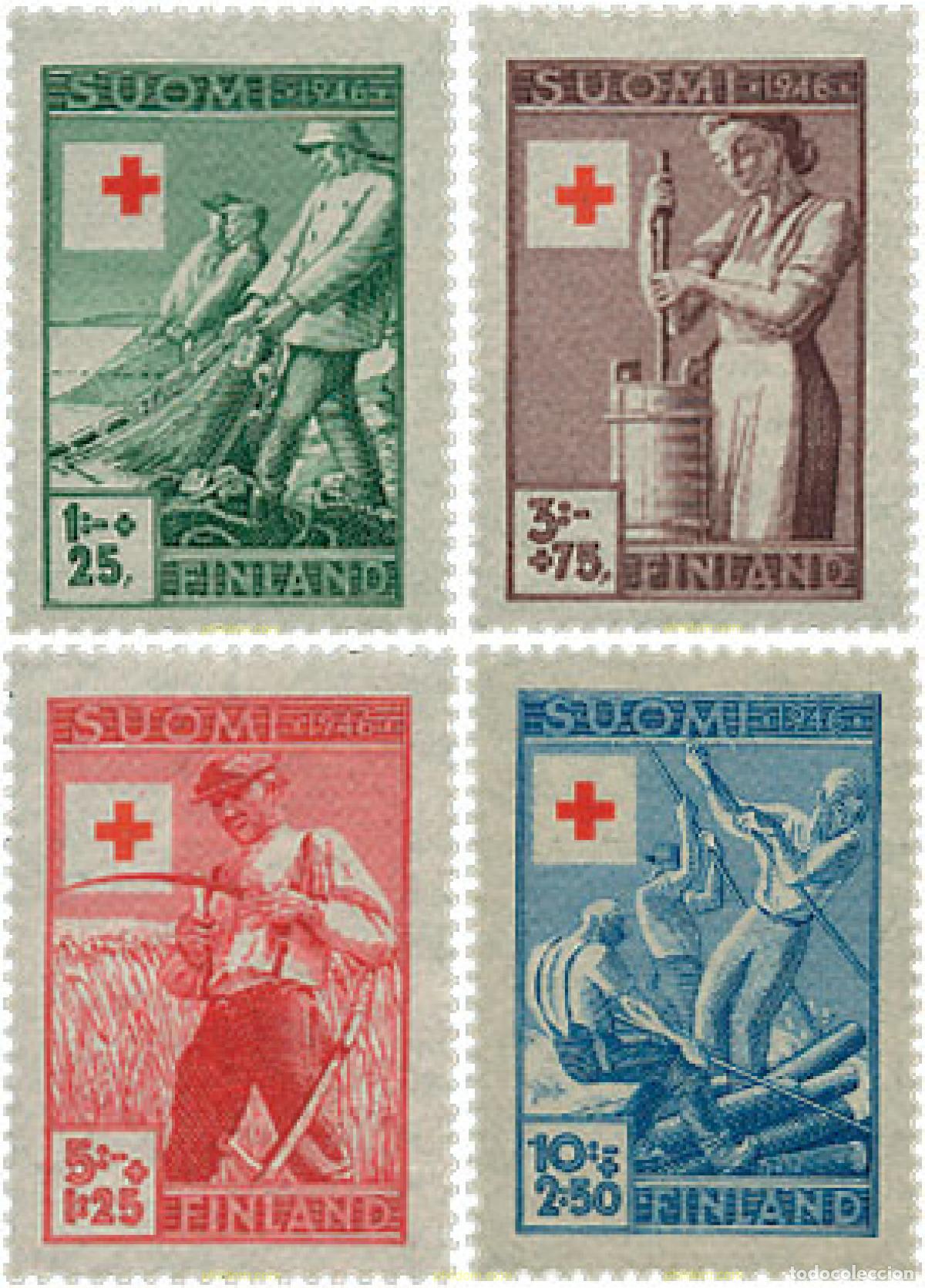 Sellos: 103497 MNH FINLANDIA 1946 A BENEFICIO DE LA CRUZ ROJA. INDUSTRIAS