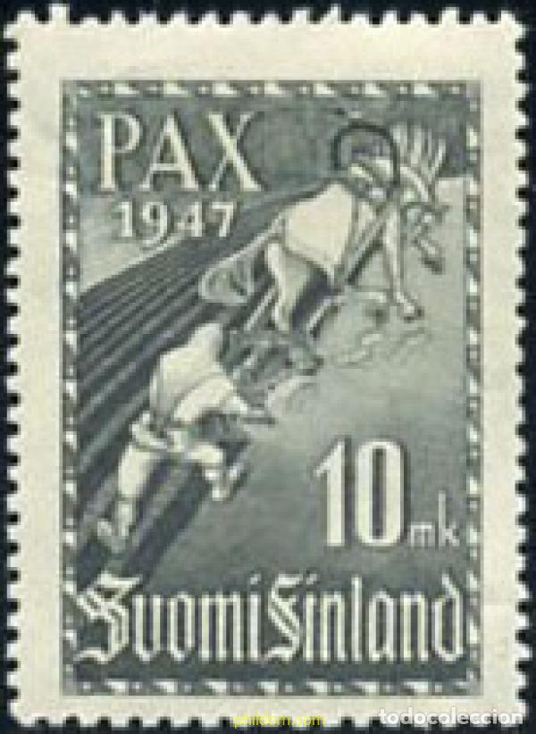 Sellos: 103513 MNH FINLANDIA 1947 CONMEMORACION DE LA PAZ