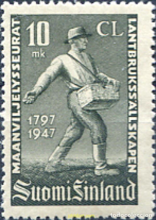 Sellos: 103524 MNH FINLANDIA 1947 150 ANIVERSARIO DE LAS SOCIEDADES DE AGRICULTURA