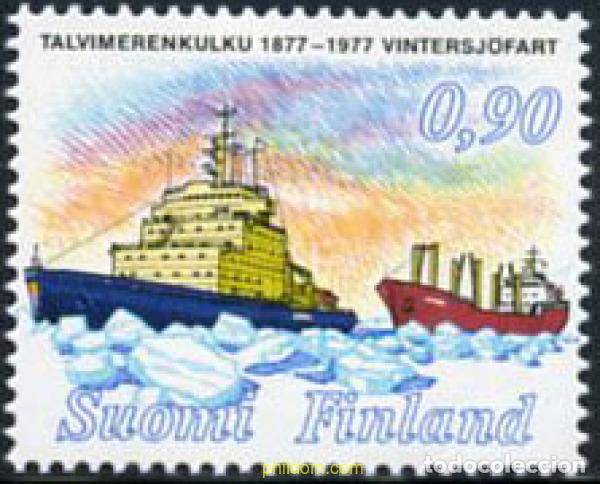 Sellos: 104006 MNH FINLANDIA 1977 CENTENARIO DE LA NAVEGACION INVERNAL DEL VAPOR &rdquo;EXPRESS&rdquo; ENTRE SUECIA Y F