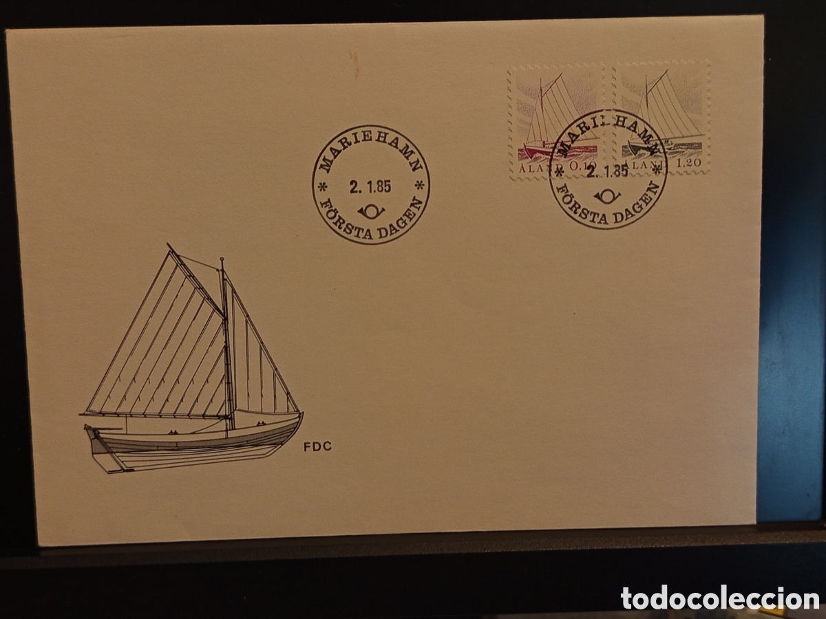 Sellos: &rdquo;FDC &Aring;land 1985 - Veleros tradicionales - Mariehamn F&ouml;rsta Dagen - Escaso&rdquo;