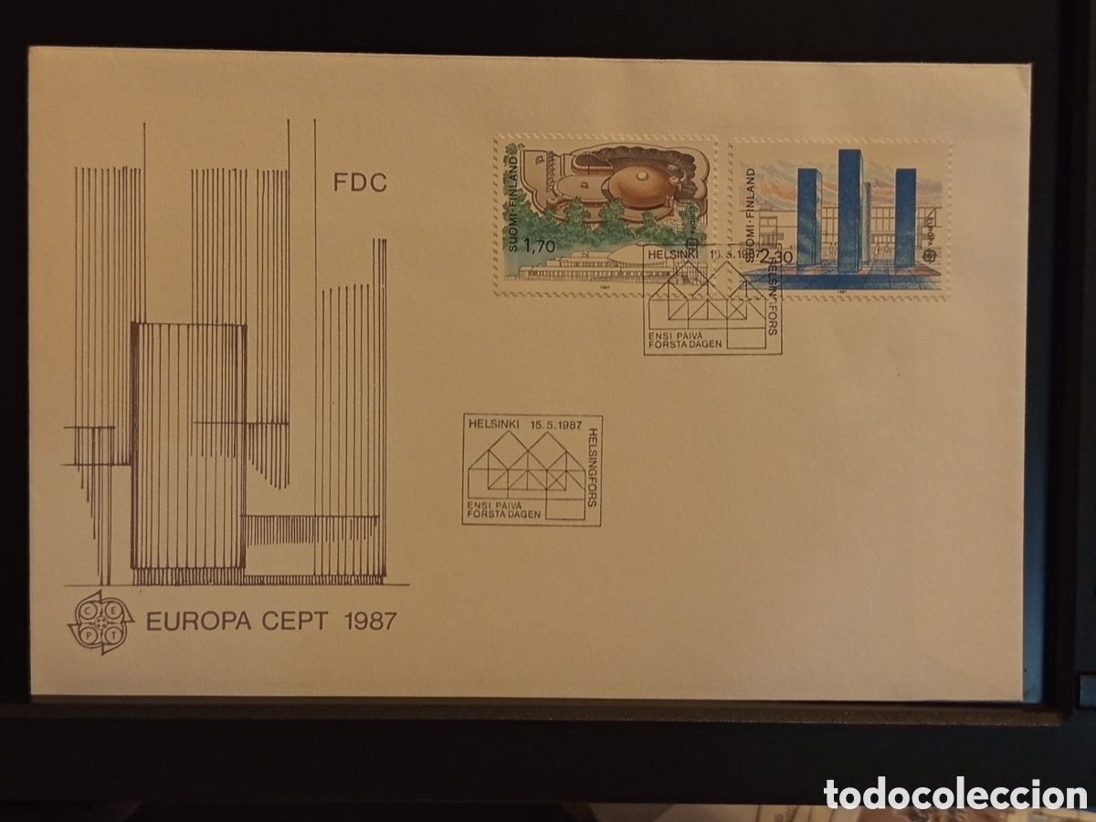 Sellos: &rdquo;FDC Finlandia 1987 - Europa CEPT arquitectura - Helsinki - Finlandia Hall&rdquo;