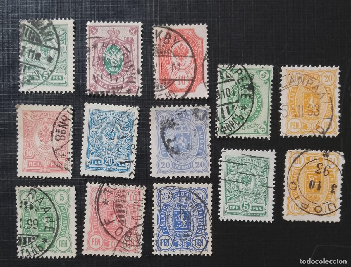 Sellos: FINLANDIA, SUOMI - LOTE 13 SELLOS, ESCUDO REAL.