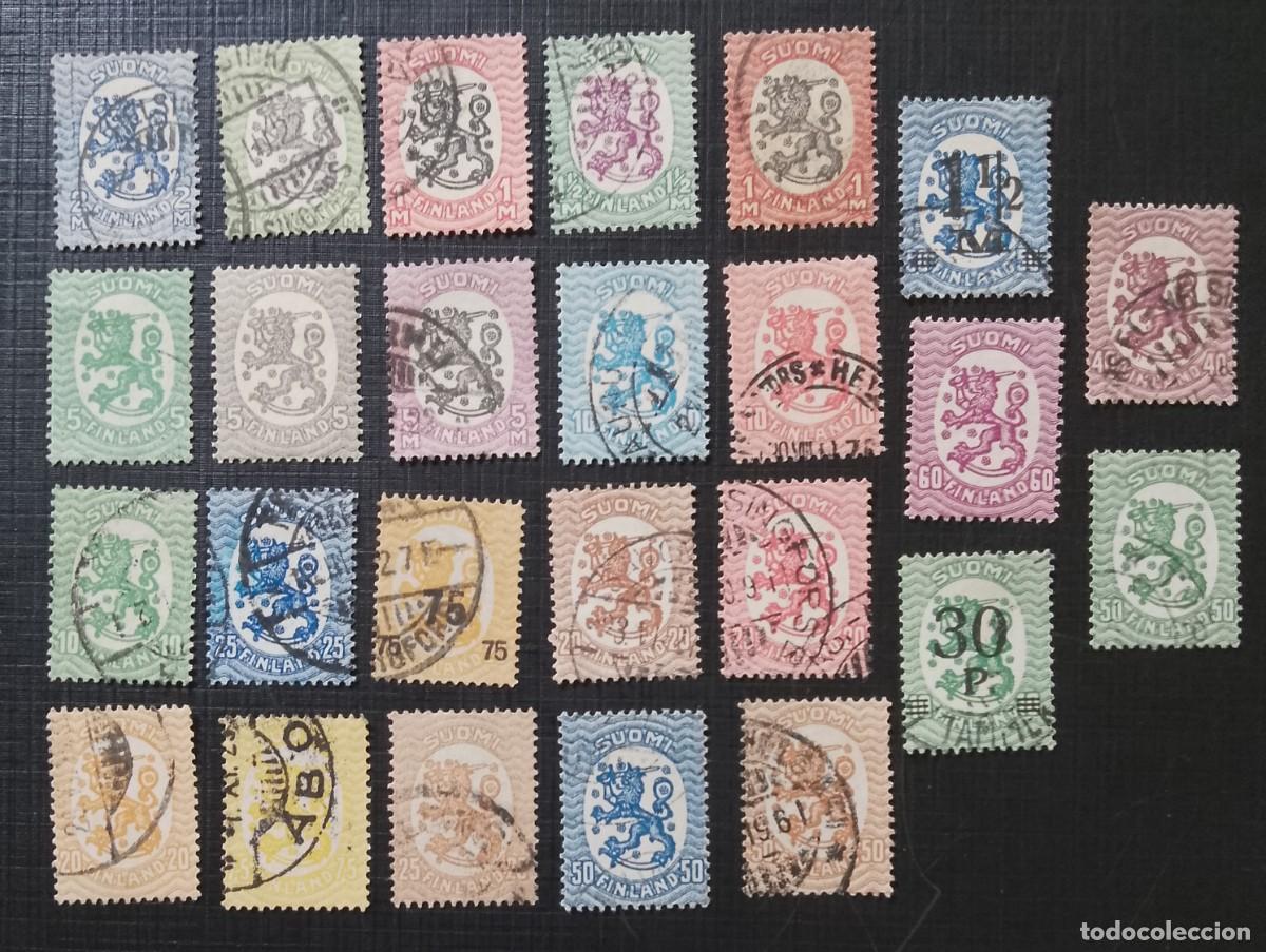 Sellos: FINLANDIA, SUOMI - LOTE 25 SELLOS - HER&Aacute;LDICA, LE&Oacute;N, ESCUDO DE ARMAS.